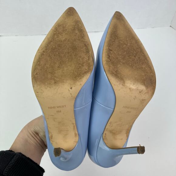 Nine West Sz 8M Ezra Pointy Toe Pumps
Light Blue Patent Stiletto Heels - Picture 11 of 16